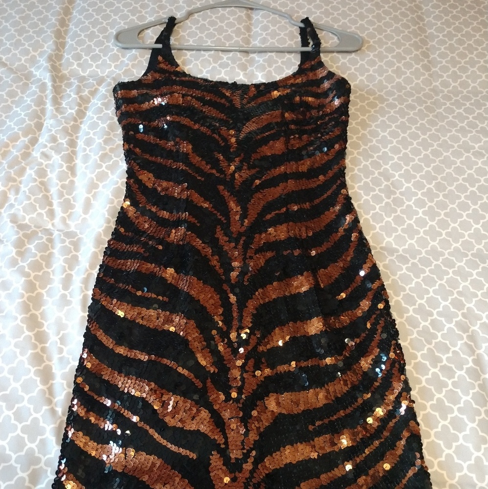 Tiger stripe sequin Bodycon dress
